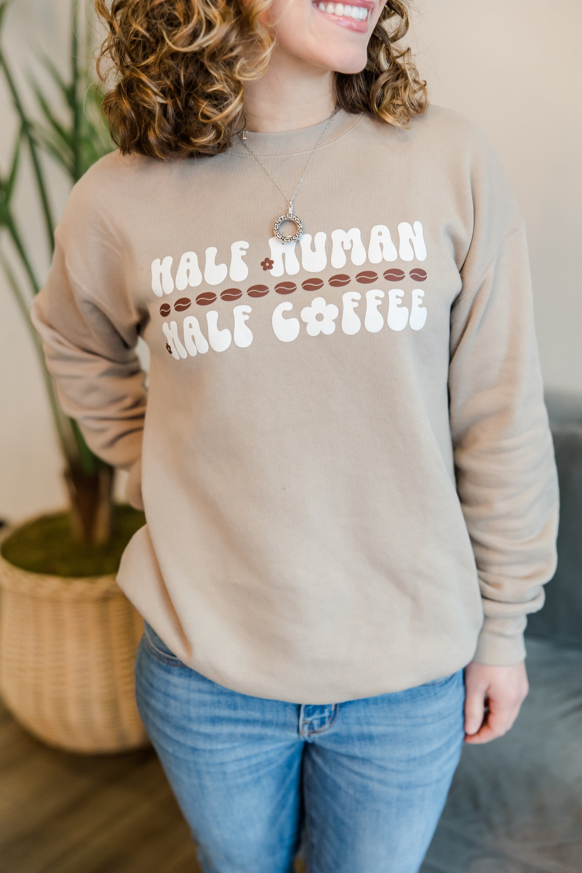 Half Human Half Coffee Crewneck Sweatshirt