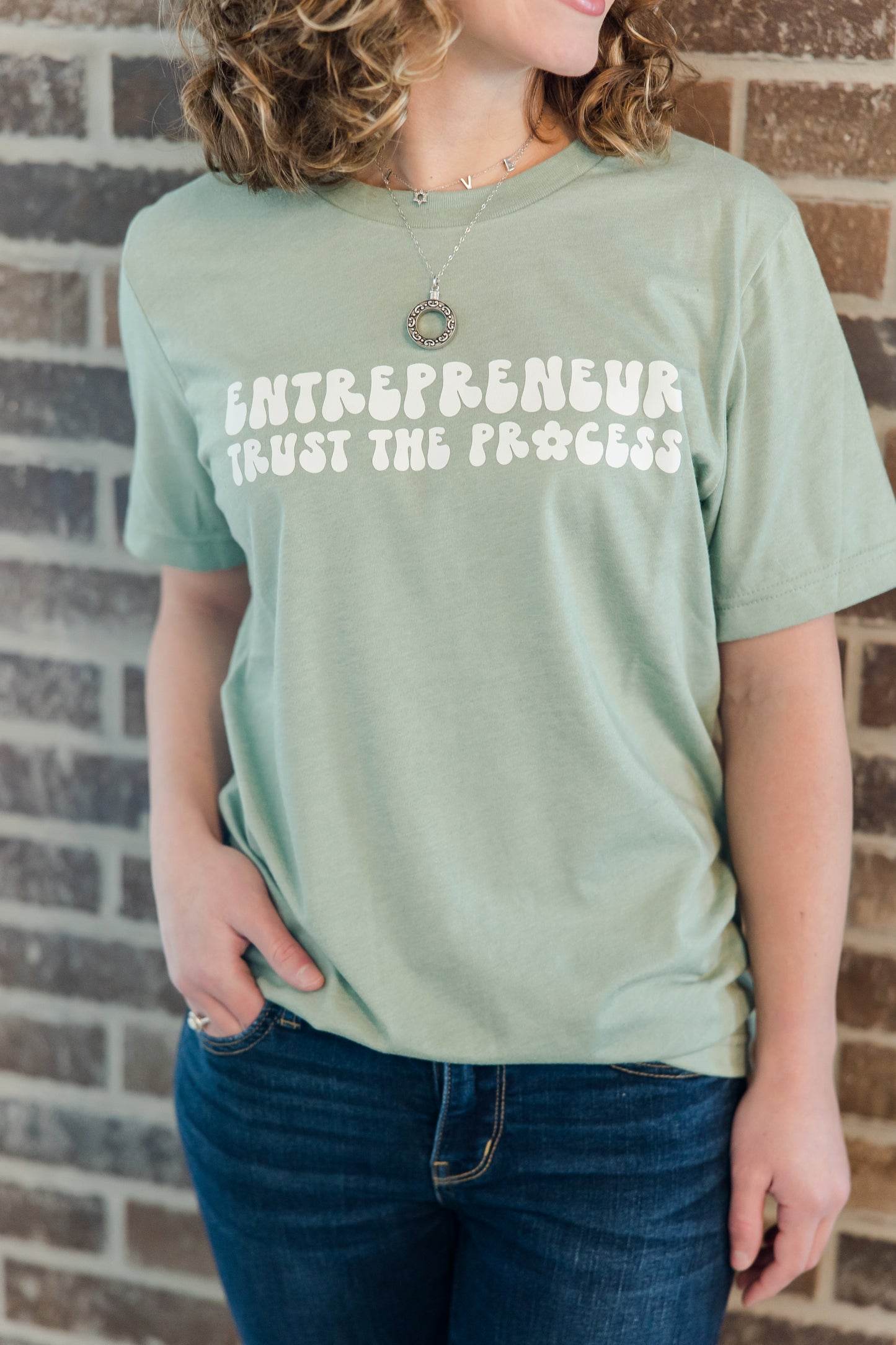 Heather Sage Entrepreneur Trust the Process T-Shirt Heather Sage Green