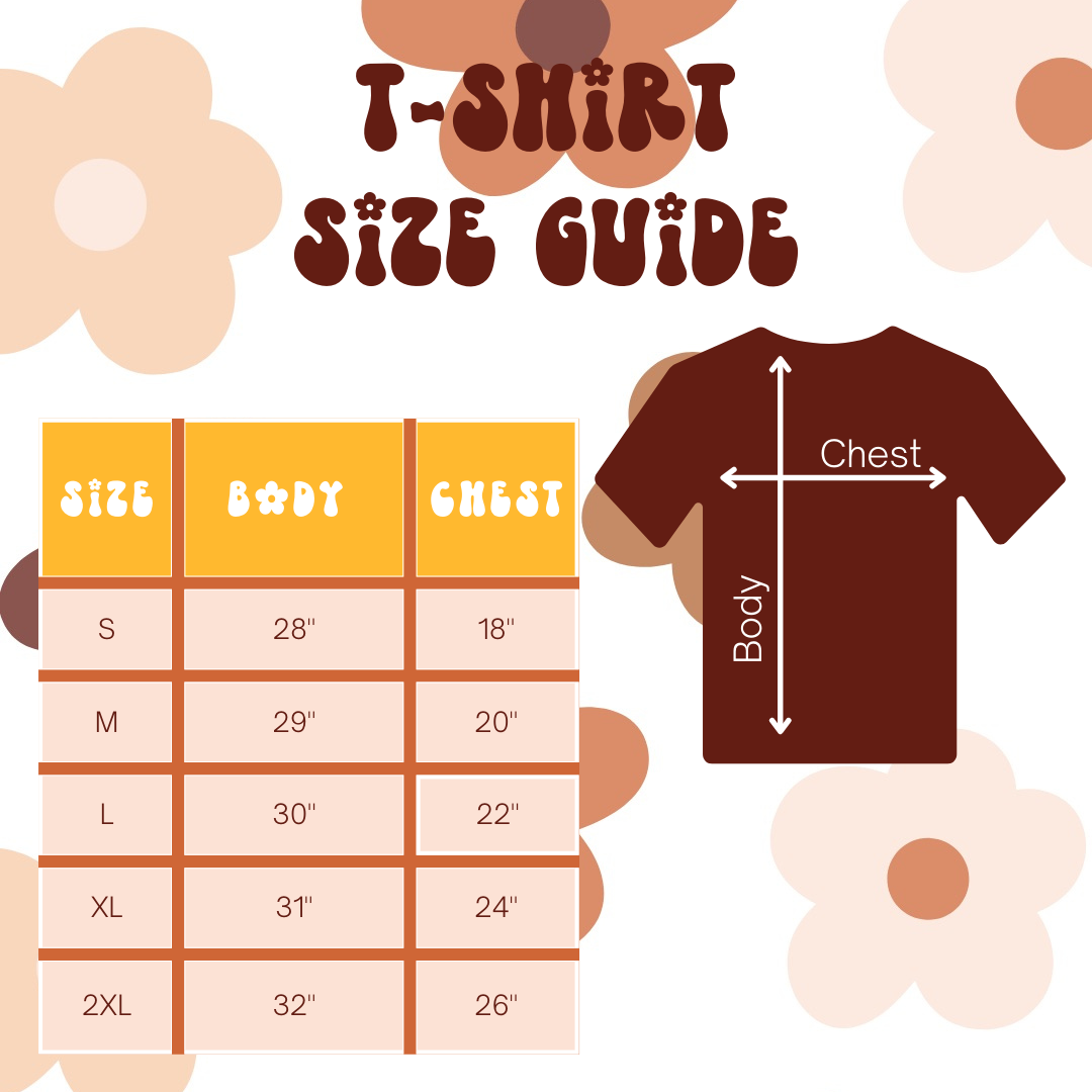 T-Shirt Size Guide Unisex Short Sleeve